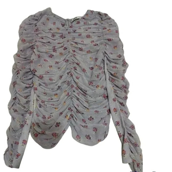 ZARA Sheer Lilac or pastel purple scrunches long sleeve size m - Picture 1 of 7